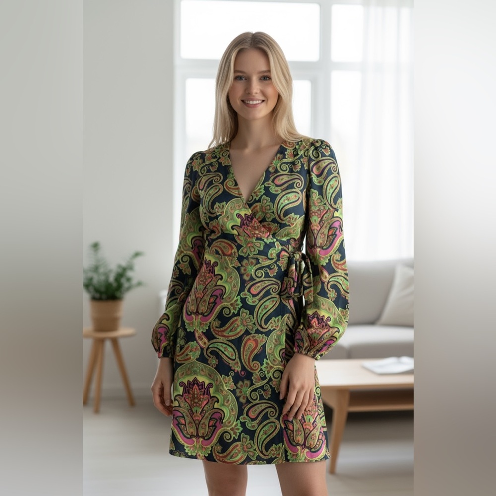 NWT 100% Silk ($280) Sandra Angelozzi Paisley Robe/Dress